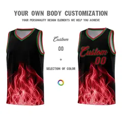 Black Red Flame Graffiti Pattern Wrinkle-Resistant Basketball Jersey 3