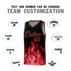 Black Red Flame Graffiti Pattern Wrinkle-Resistant Basketball Jersey 4