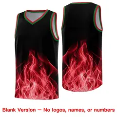 Black Red Flame Graffiti Pattern Wrinkle-Resistant Basketball Jersey 6