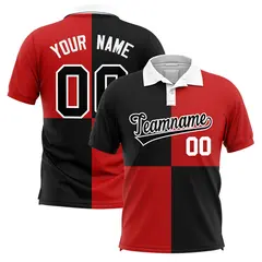 Black Red Four Squares Performance Polo Shirt 1
