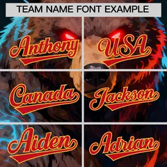 Black Red Gold Bear Graffiti Pattern Baseball Jersey 3