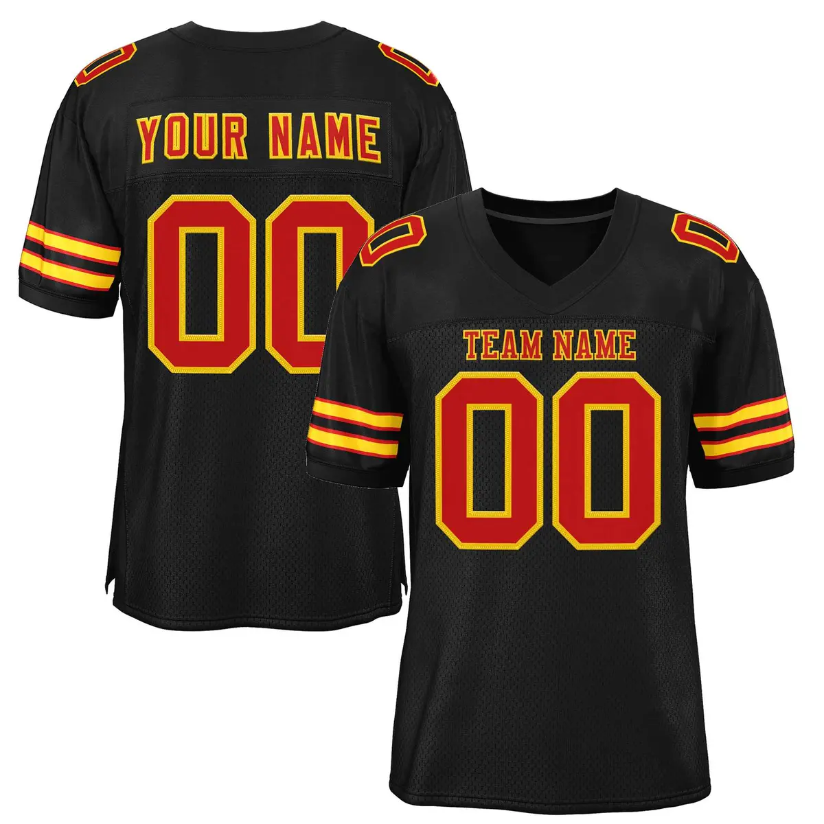 Black Red-Gold Classic Style Football Jersey