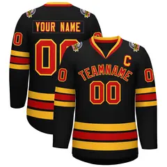 Black Red-Gold Classic Style Hockey Jersey 1