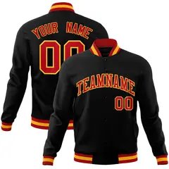 Black Red-Gold Classic Varsity Full-Snap Letterman Jacket 1