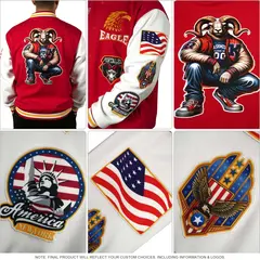 Black Red-Gold Classic Varsity Full-Snap Letterman Jacket 3