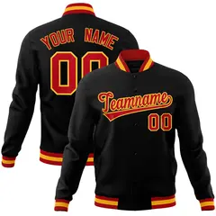 Black Red-Gold Classic Varsity Full-Snap Letterman Jacket 1