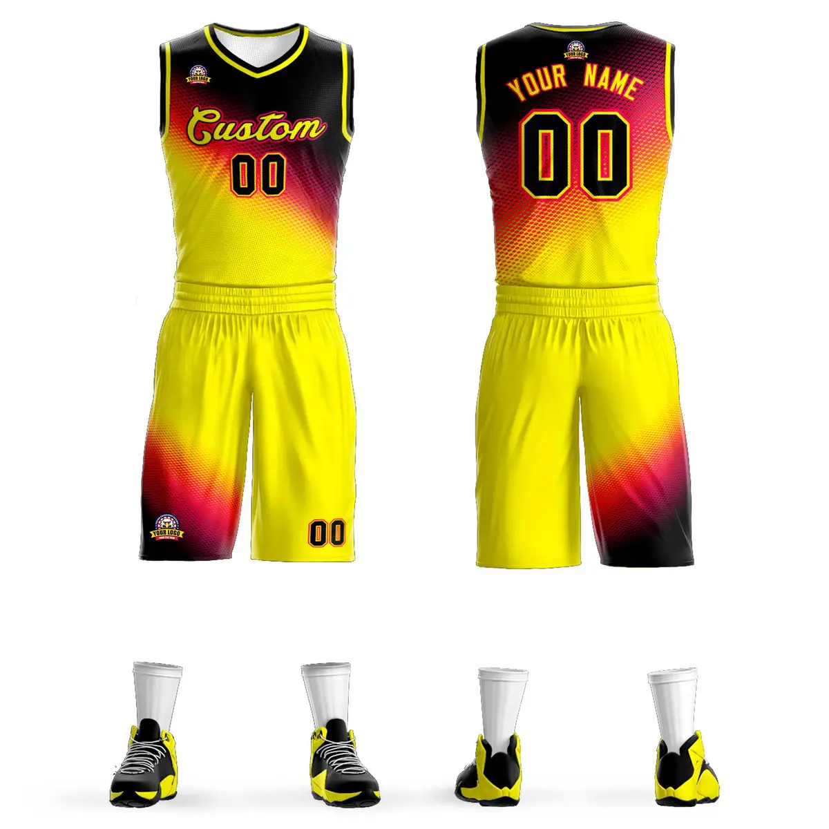 Black Red-Gold Gradient Fashion Basketball Jersey