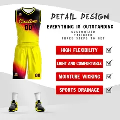 Black Red-Gold Gradient Fashion Basketball Jersey 2