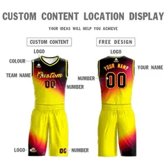 Black Red-Gold Gradient Fashion Basketball Jersey 3