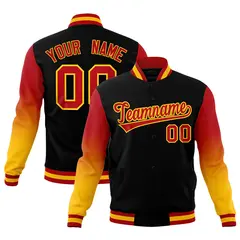 Black Red Gold Gradient Varsity Raglan Letterman Jacket 1