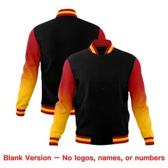 Black Red Gold Gradient Varsity Raglan Letterman Jacket 7