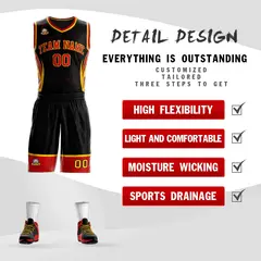 Black Red-Gold Graffiti Lightning Pattern Basketball Jersey 2