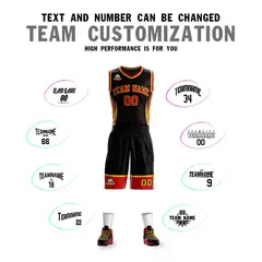 Black Red-Gold Graffiti Lightning Pattern Basketball Jersey 4