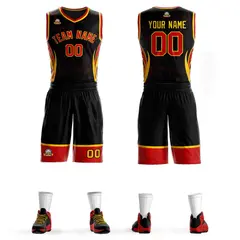 Black Red-Gold Graffiti Lightning Pattern Basketball Jersey