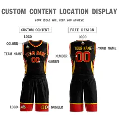 Black Red-Gold Graffiti Lightning Pattern Basketball Jersey 3