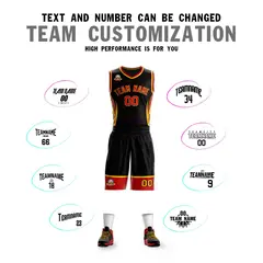Black Red-Gold Graffiti Lightning Pattern Basketball Jersey 4