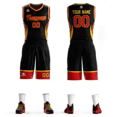 Black Red-Gold Graffiti Lightning Pattern Basketball Jersey