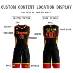 Black Red-Gold Graffiti Lightning Pattern Basketball Jersey 3