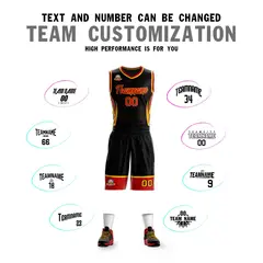 Black Red-Gold Graffiti Lightning Pattern Basketball Jersey 4