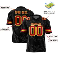 Black Red-Gold Graffiti Line Authentic Football Jersey 2