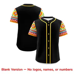 Black Red Gold Graffiti Mexican Style Baseball Jersey 2