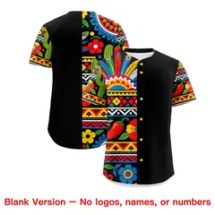 Black Red Gold Graffiti Mexican Style Baseball Jersey 2