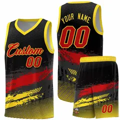 Black Red Gold Graffiti Pattern Basketball Jersey
