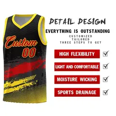 Black Red Gold Graffiti Pattern Basketball Jersey 2