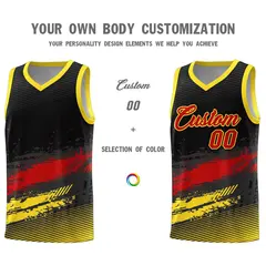 Black Red Gold Graffiti Pattern Basketball Jersey 3