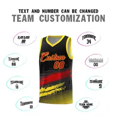 Black Red Gold Graffiti Pattern Basketball Jersey 4