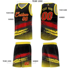 Black Red Gold Graffiti Pattern Basketball Jersey 5