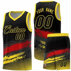 Black Red Gold Graffiti Pattern Basketball Jersey