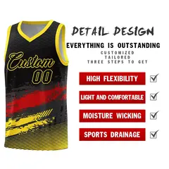 Black Red Gold Graffiti Pattern Basketball Jersey 2
