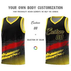 Black Red Gold Graffiti Pattern Basketball Jersey 3
