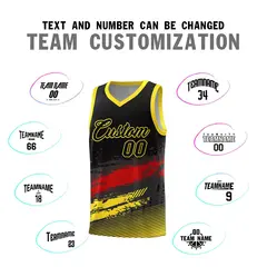 Black Red Gold Graffiti Pattern Basketball Jersey 4