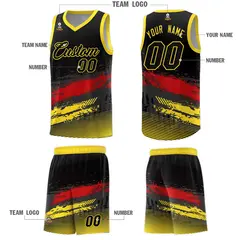Black Red Gold Graffiti Pattern Basketball Jersey 5