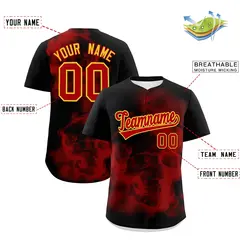 Black Red Gold Skeleton Graffiti Baseball Jersey 2