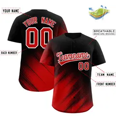 Black Red Gradient Diagonal Stripe Fashion Baseball Jersey 2