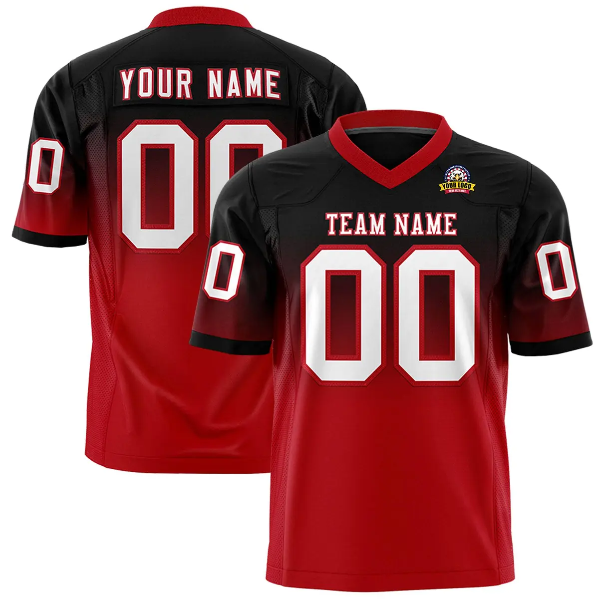 Black Red Gradient Fashion Authentic Football Jersey