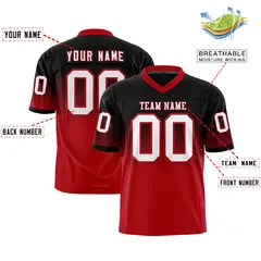 Black Red Gradient Fashion Authentic Football Jersey 2