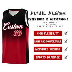 Black Red Gradient Fashion Sports Basketball Jersey 2