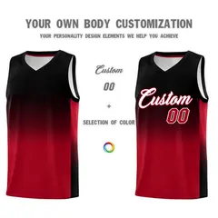 Black Red Gradient Fashion Sports Basketball Jersey 3