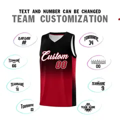 Black Red Gradient Fashion Sports Basketball Jersey 4