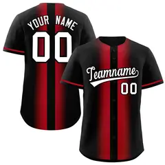 Black Red Gradient Lapel Fashion Baseball Jersey 1