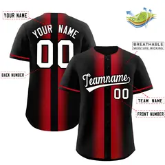 Black Red Gradient Lapel Fashion Baseball Jersey 2