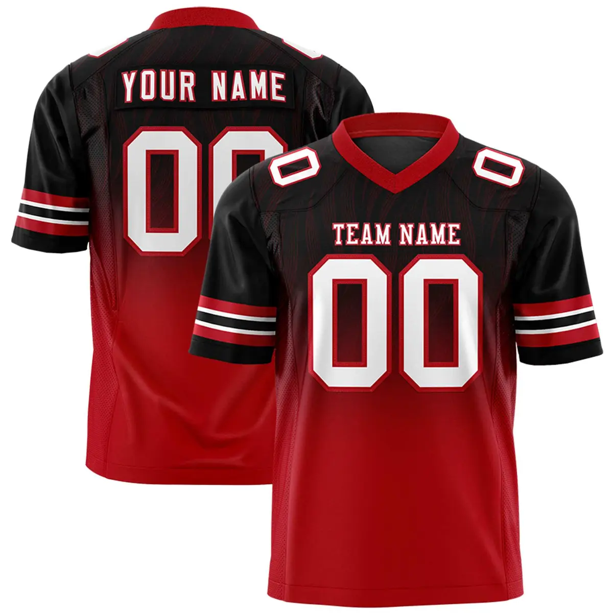 Black Red Gradient Outdoor Flag Football Jersey