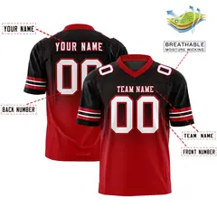 Black Red Gradient Outdoor Flag Football Jersey 2