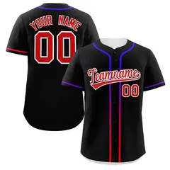 Black Red Gradient Ribbed Authentic Baseball Jersey 1