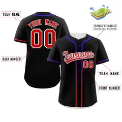 Black Red Gradient Ribbed Authentic Baseball Jersey 2