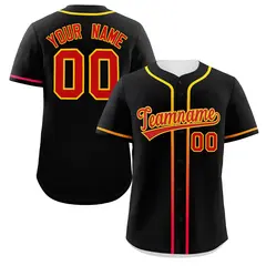 Black Red Gradient Ribbed Authentic Baseball Jersey 1